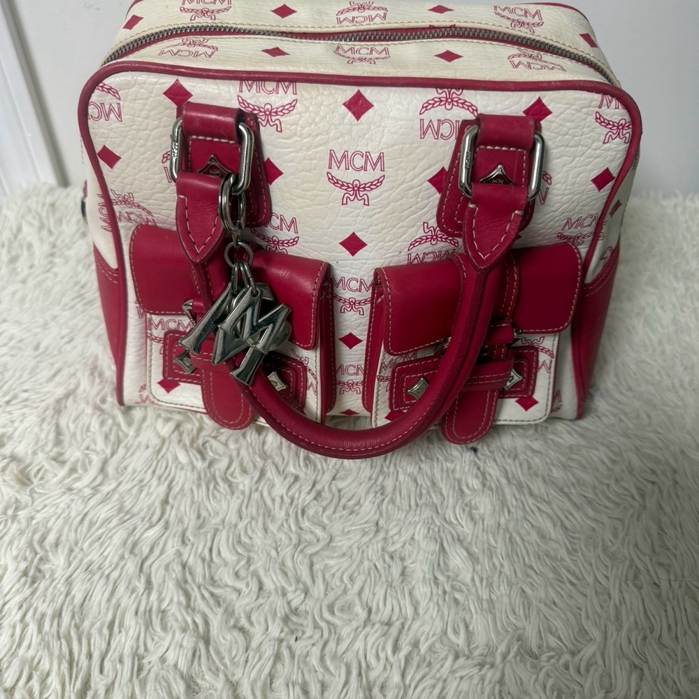 MCM Visetos White and Pink bag